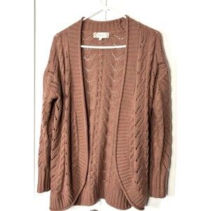 Pink Rose Womens Dark Pink Cardigan Open Knit Size Small